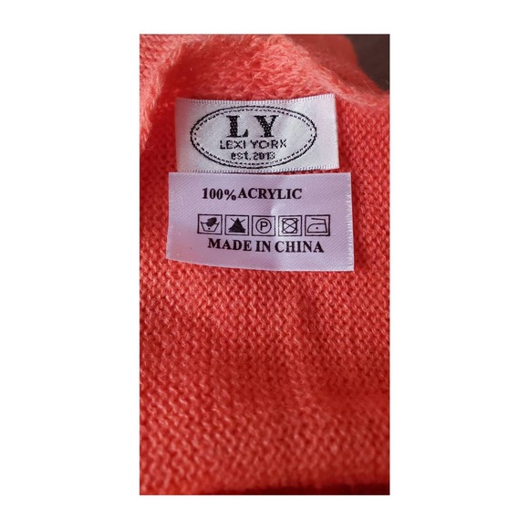 Ly Lexi York Orange V-Neck Light Weight Poncho - Picture 3 of 4